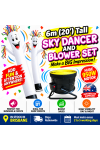 WHITE Air Dancer Sky Dancer Inflatable Tube Man skydancer INCL. Fan & Man