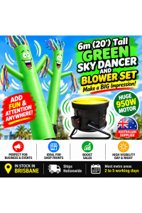 **Back 20th Nov 26**GREEN Air Dancer Sky Dancer Inflatable Tube Man skydancer INCL. Fan & Man