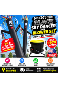 BLACK Air Dancer Sky Dancer Inflatable Tube Man skydancer INCL. Fan & Man